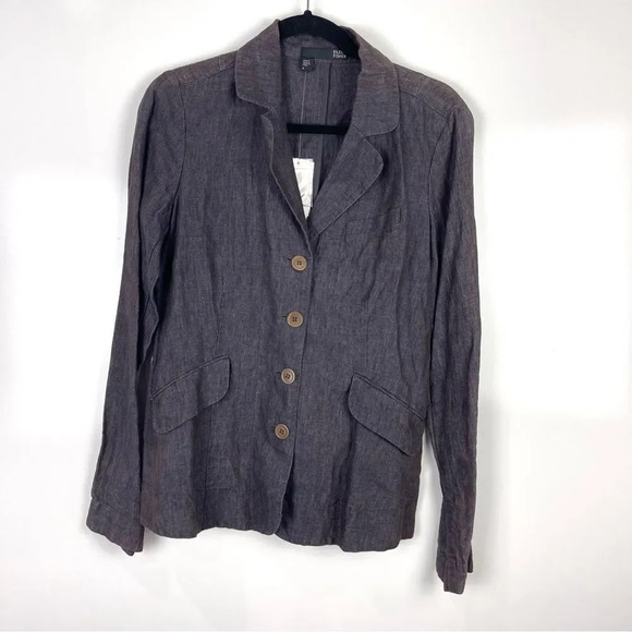 Eileen Fisher Jackets & Blazers - NEW Eileen Fisher Gray Rumpled 100% Linen Delaved Blazer Jacket Women's Size 4